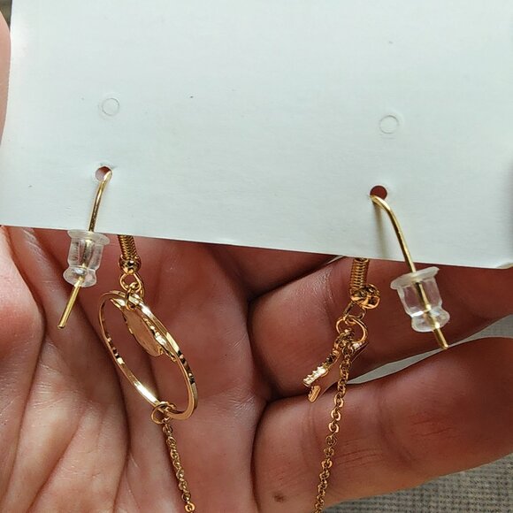NWT Amazon Fashion Jewelry Blue/Gold Drop Dangle Earrings - Picture 8 of 10